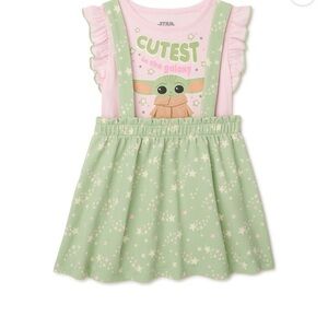 NWOT Girl’s 4T Pink and Green Baby Yoda Dress.